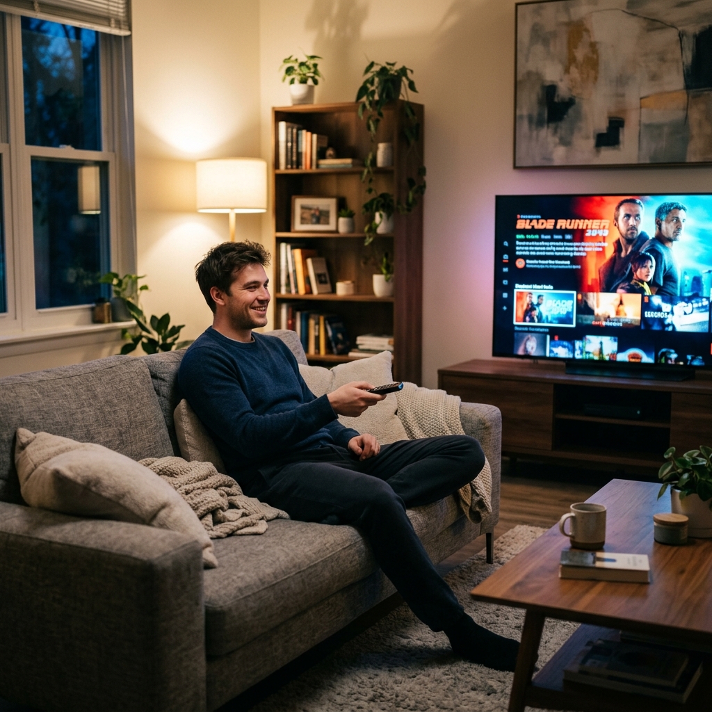 Man choosing Vornic360 plan on TV
